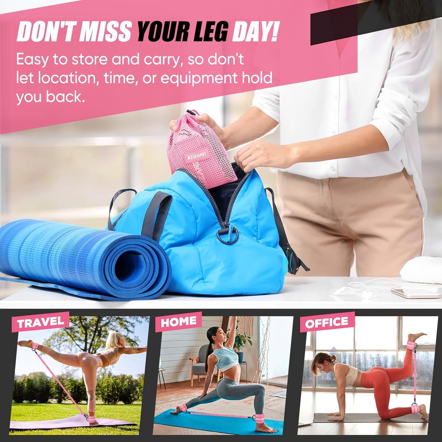 Resistance Bands with Ankle Straps, Ankle Weights Bands for Working Out, Exercise Band for Women Leg and Glute, Booty Workout Equipment for Kickbacks,Butt and Hip Training, Home Gym Fitness Equipment