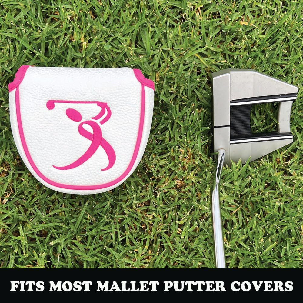 Mallet Putter Cover, PU Leather with Colorful Embroidered Designs and Magnetic Closure, for Men & Women