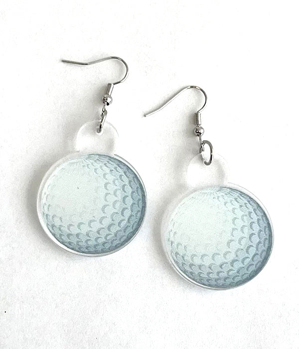 GOLF THEME ACRYLIC EARRING - BALL