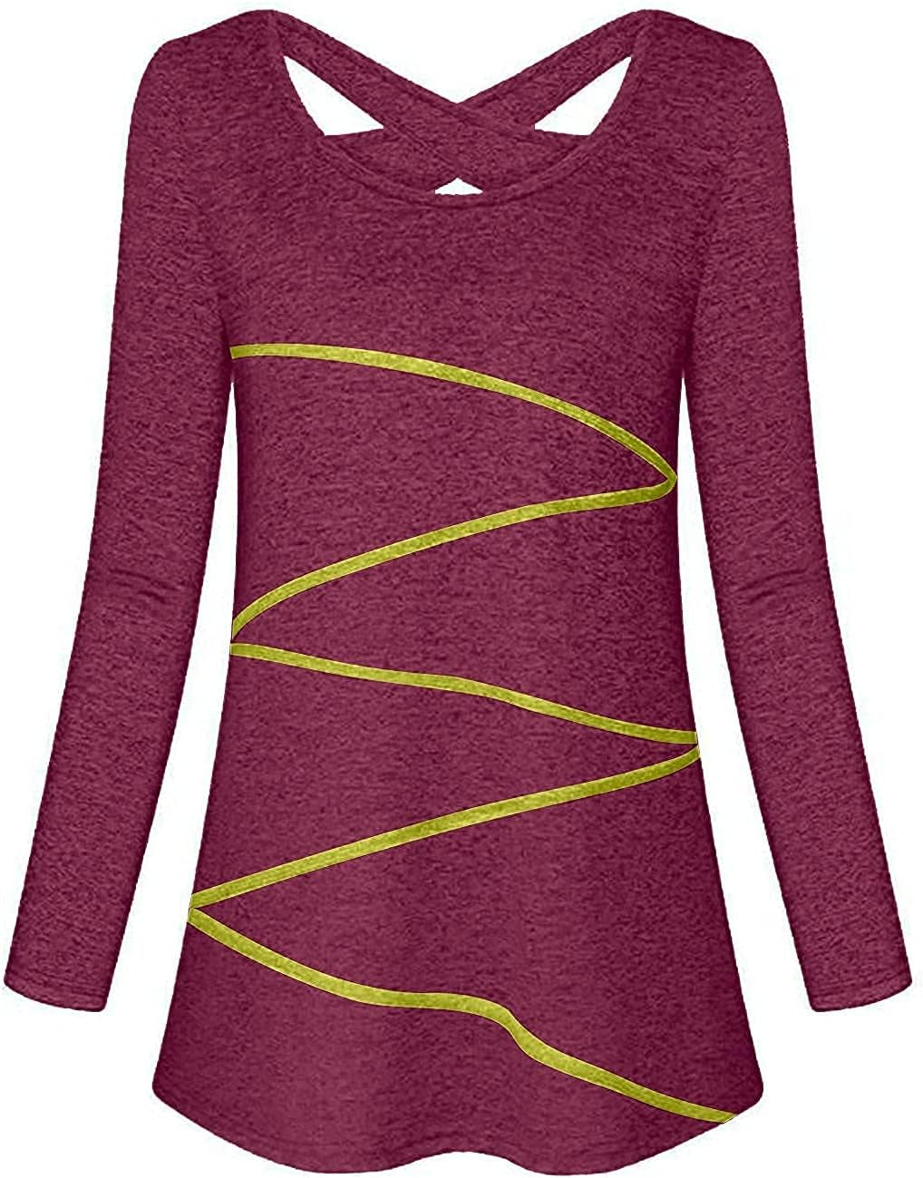 Woman’S Yoga Tops Criss Cross Open Back Long Sleeve Shirts Dry Fit Basic Shirt for Exercising Tunic Activewear Top Lavender Purple