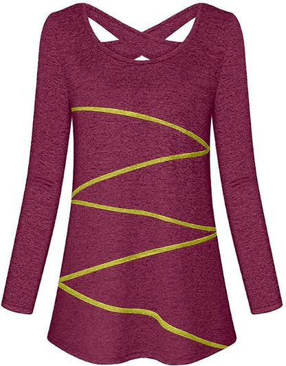 Woman’S Yoga Tops Criss Cross Open Back Long Sleeve Shirts Dry Fit Basic Shirt for Exercising Tunic Activewear Top Lavender Purple
