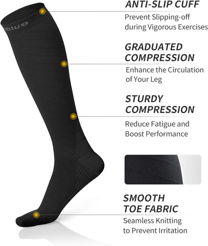 2 Pairs Compression Socks for Men and Women(20-30 Mmhg), Compression Stocking for Flight, Long Shifts, Running