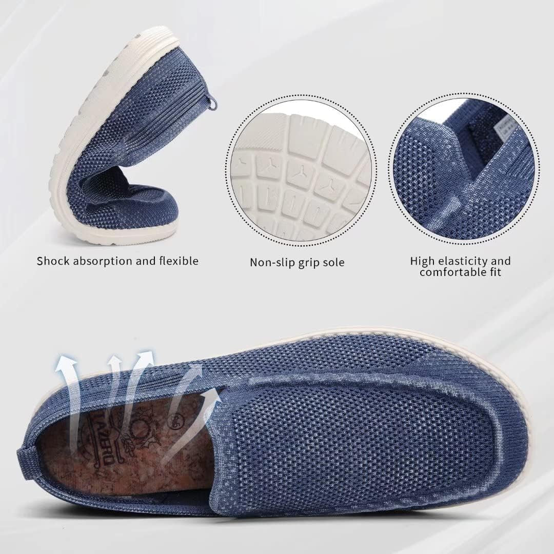 Men Slip on Shoes Loafer with Arch Support Insoles,Men Casual Shoes for Plantar Fasciitis(Blue 9.5)