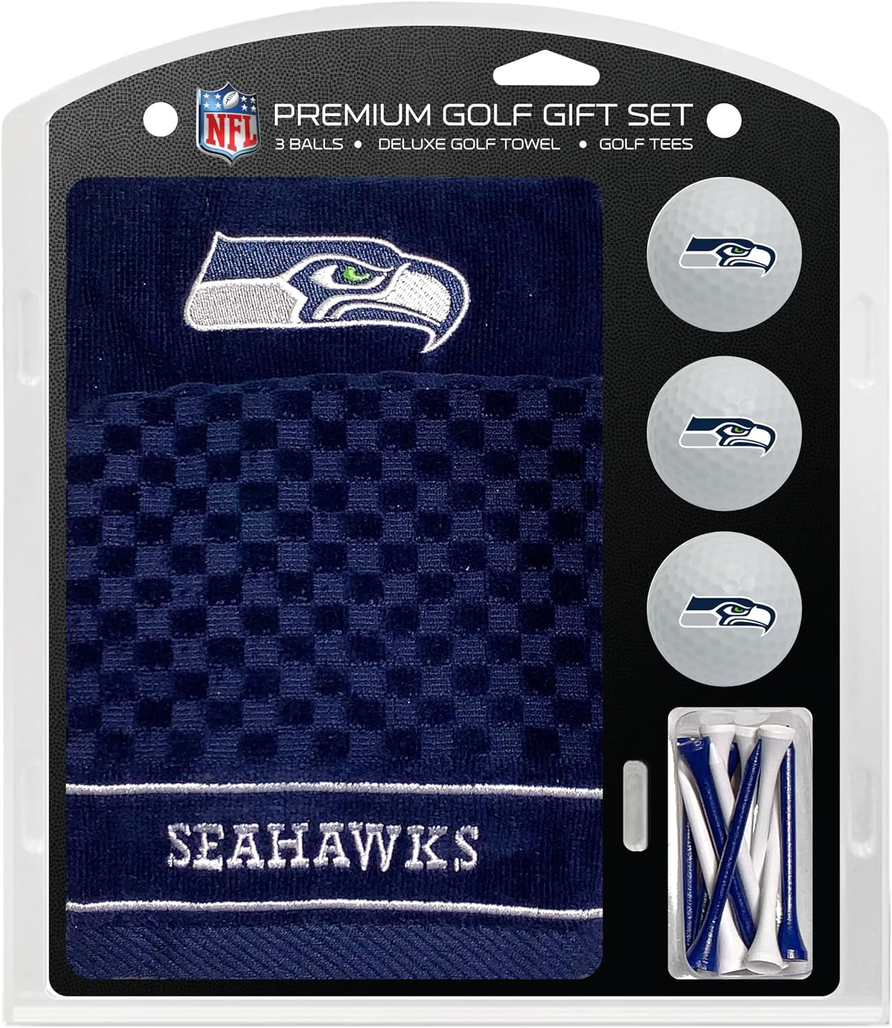 Premium NFL Gift Set: Embroidered Deluxe Towel, 3 Balls, 14 Tees (2-3/4" Reg.)