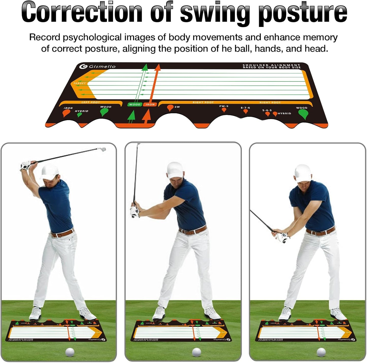 Golf Training Mat for Beginners Posture Assistance and Entry-Level Stance Corrector Trainer with Golf Training Aid