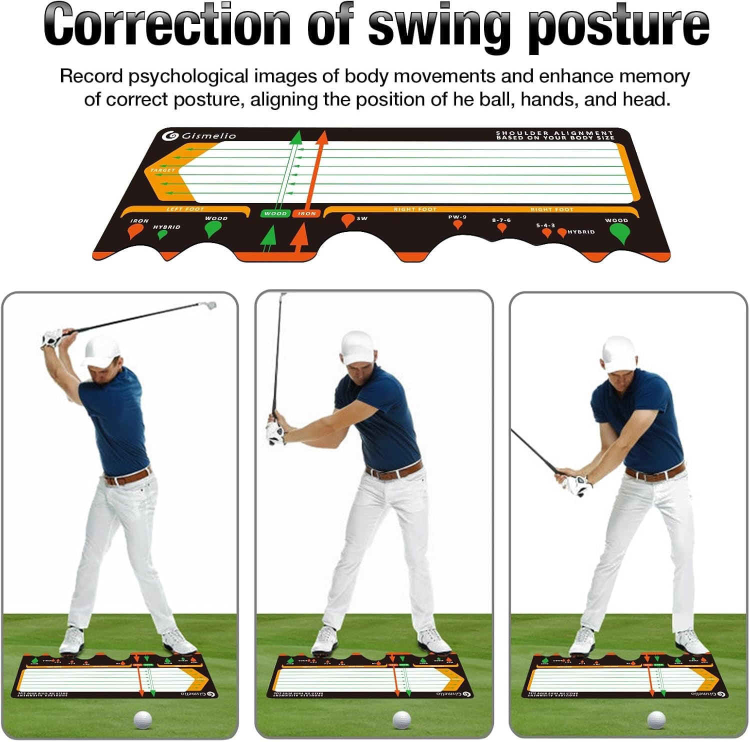 Golf Training Mat for Beginners Posture Assistance and Entry-Level Stance Corrector Trainer with Golf Training Aid