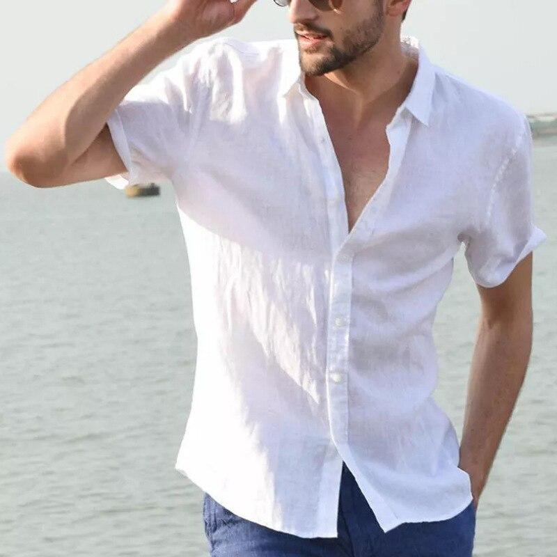 2021 Male Short Sleeve Casual Shirts Men Social Shirts Fashion Turn