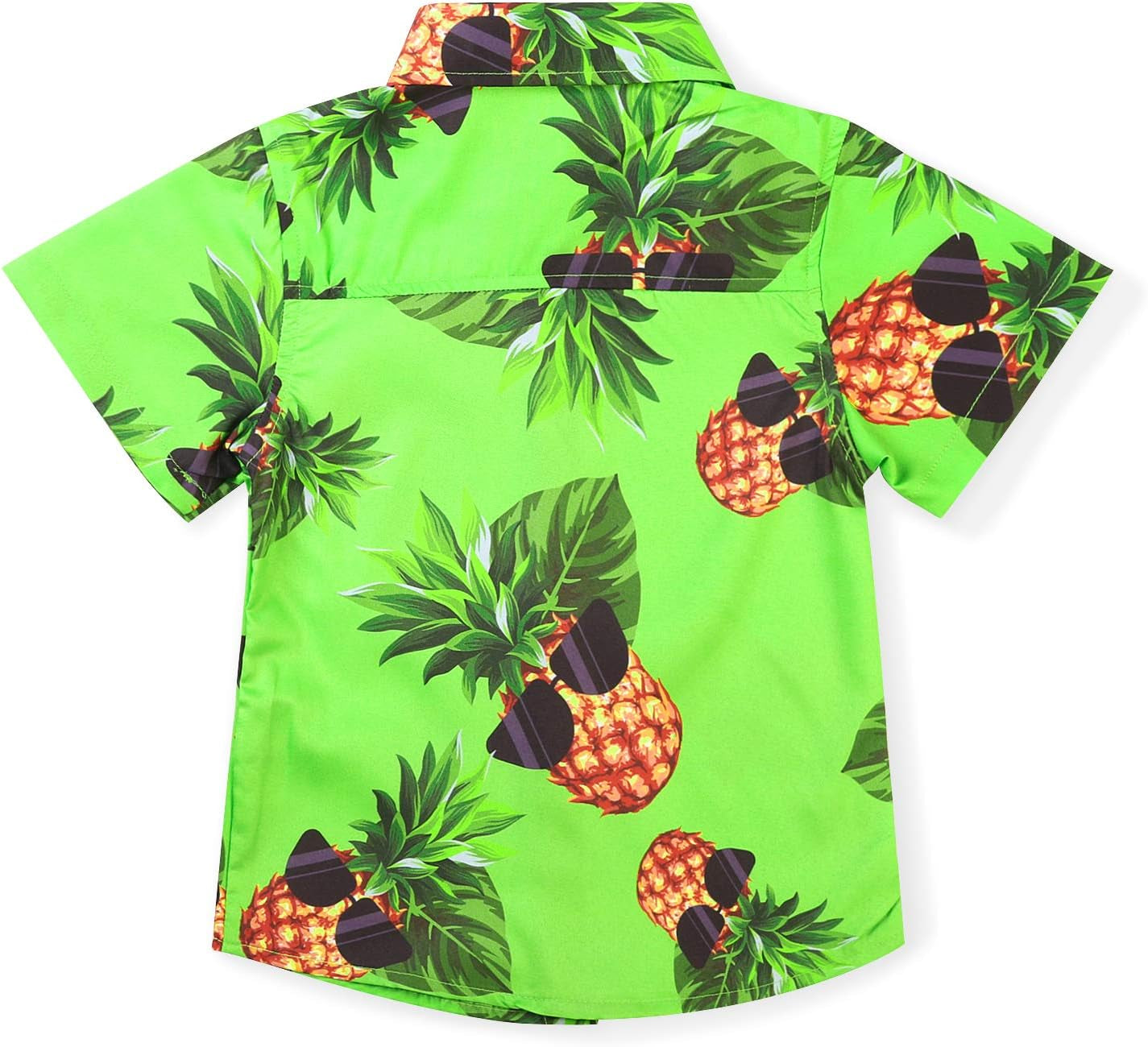 Boys Hawaiian Shirt Pineapple Print Button up Short Sleeve Summer Beach Shirt Lightweight Casual Top