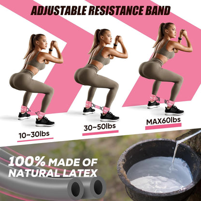 Resistance Bands with Ankle Straps, Ankle Weights Bands for Working Out, Exercise Band for Women Leg and Glute, Booty Workout Equipment for Kickbacks,Butt and Hip Training, Home Gym Fitness Equipment