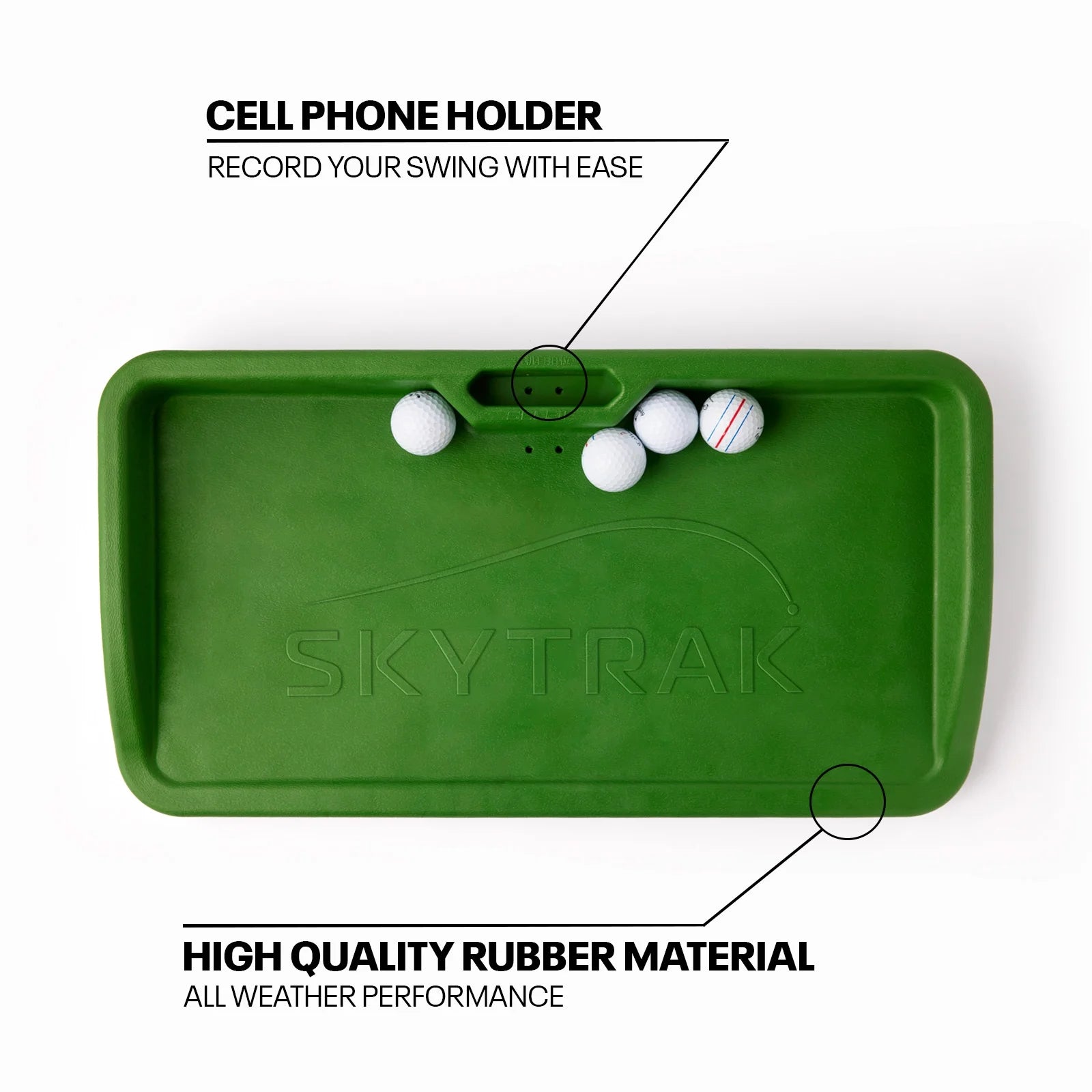 Golf Ball Tray with Cell Phone Holder for Golf Simulators, Golf Hitting Nets, and Golf Hitting Mats