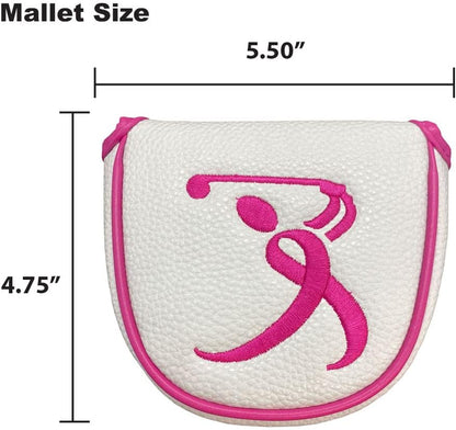 Mallet Putter Cover, PU Leather with Colorful Embroidered Designs and Magnetic Closure, for Men & Women