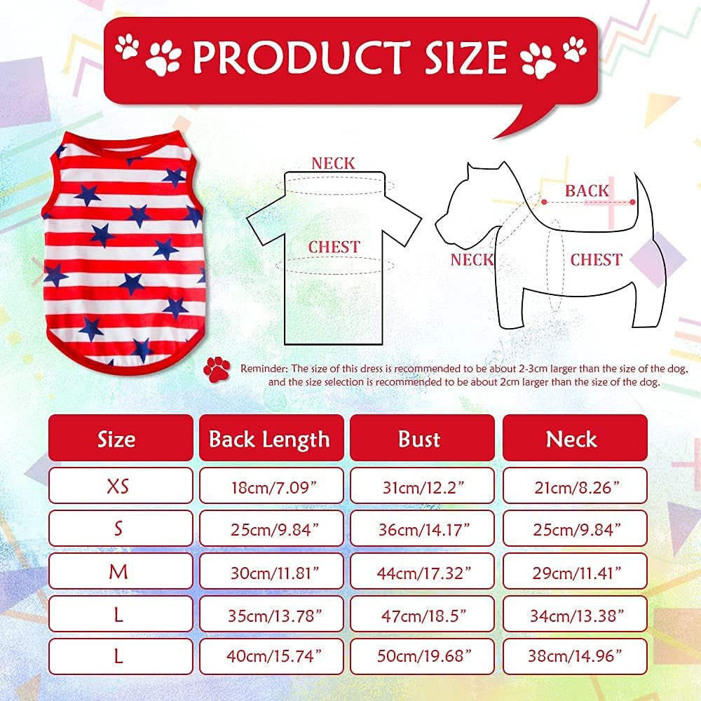 4 Pieces Dog Clothes for Dogs Girl Summer Pet T-Shirts Printed Apparels Puppy Outfits Cute Pattern for Small to Large Cat Dog (Star, Medium)