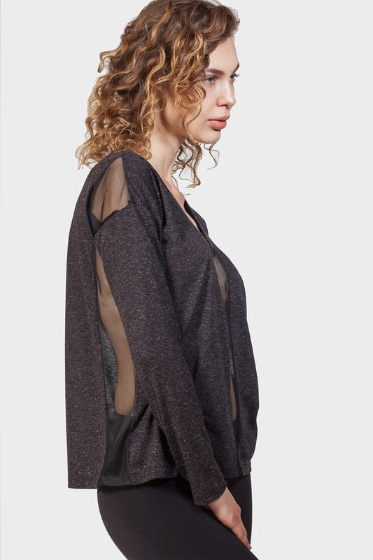 MESH PANEL LONG SLEEVE TEE