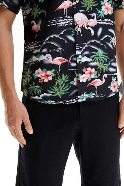 Pack Hawaiian Shirt for Men Flamingo Short Sleeve Casual Button down Shirts Summer Beach Shirt