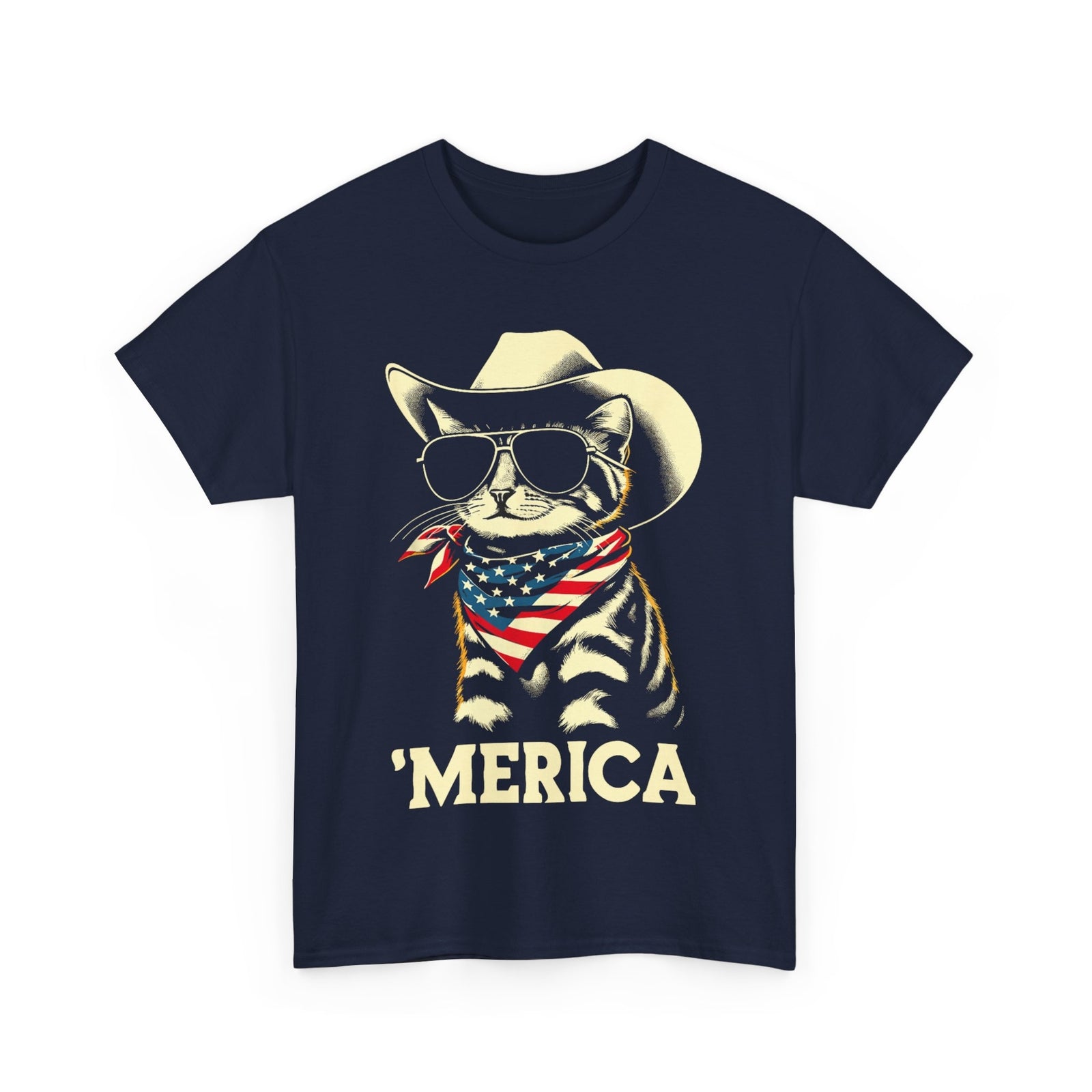 Merica Cat 4Th of July Shirt, Fourth of July Independence Day Funny Shirt
