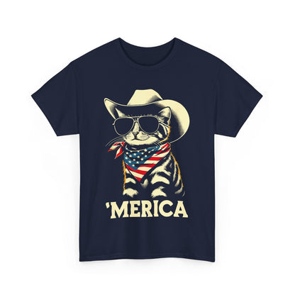 Merica Cat 4Th of July Shirt, Fourth of July Independence Day Funny Shirt