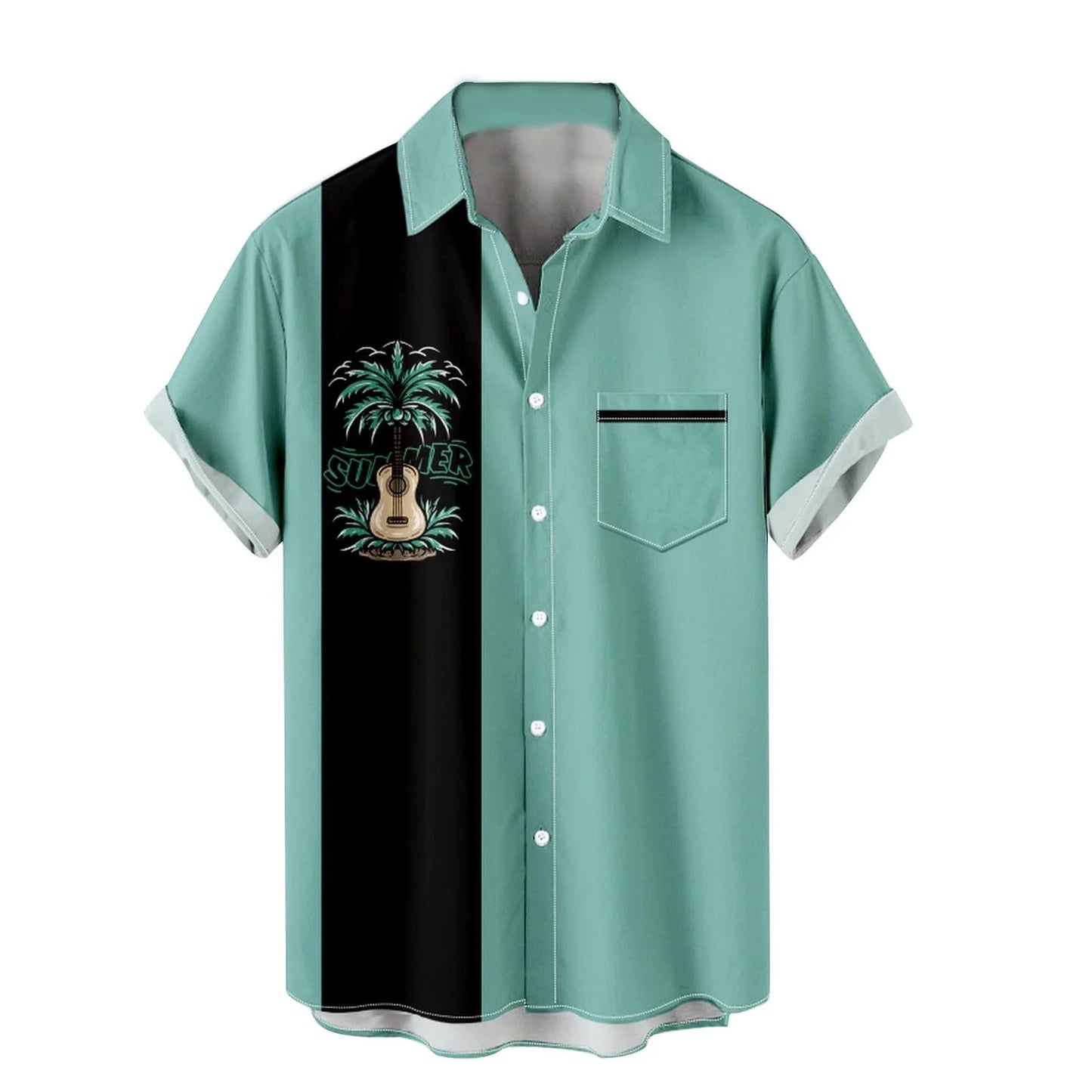 Mens Shirts Men'S Summer Trendy Hawaiian Style Short Sleeve Casual Shirts Mens Tank Tops Mens Shirts Slim Fit Mens Shirts Mint Green,4Xl