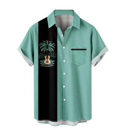 Mens Shirts Men'S Summer Trendy Hawaiian Style Short Sleeve Casual Shirts Mens Tank Tops Mens Shirts Slim Fit Mens Shirts Mint Green,4Xl