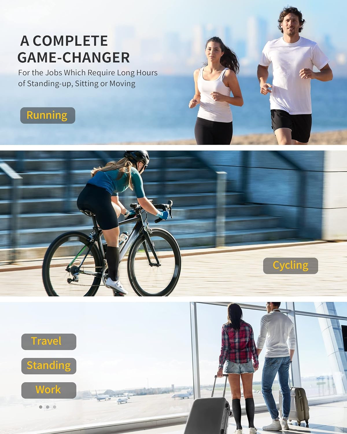 2 Pairs Compression Socks for Men and Women(20-30 Mmhg), Compression Stocking for Flight, Long Shifts, Running