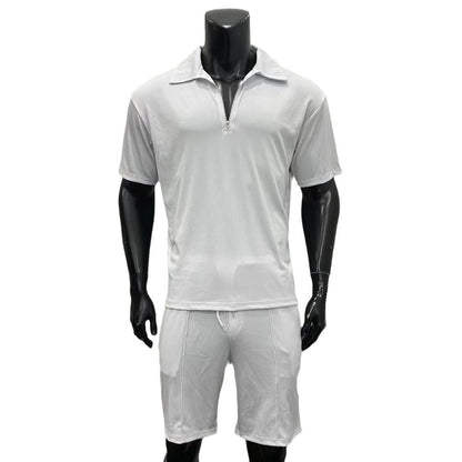 Summer Fashion Mens Clothing  Men's Suits New Zipper Polo Casual Short