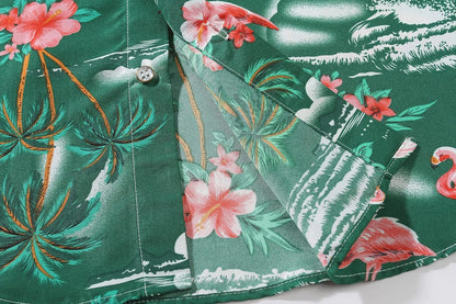 Pack Hawaiian Shirt for Men Flamingo Short Sleeve Casual Button down Shirts Summer Beach Shirt
