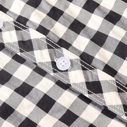 Boys Plaid Button down Shirts Long Sleeve Roll up Cotton Spring Fall Shirt Casual Tops