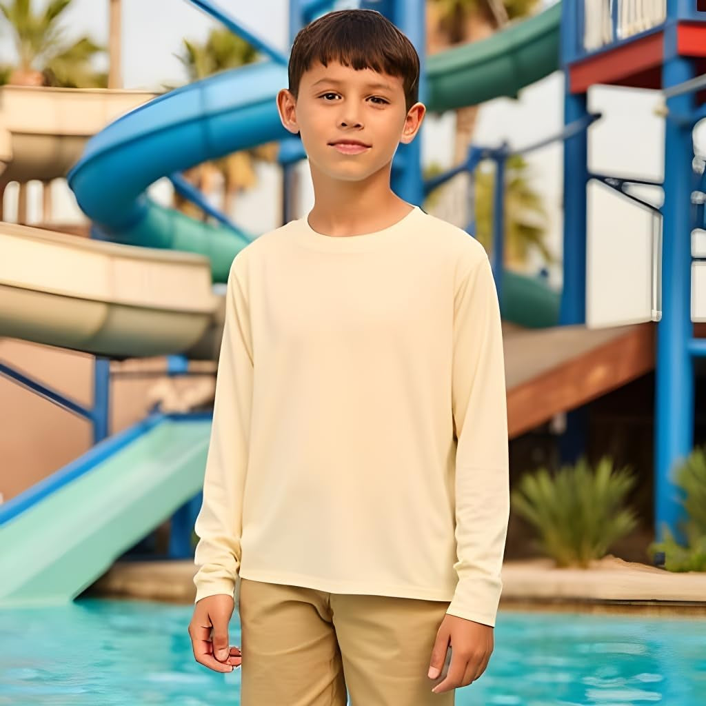 Boys Rash Guard Long Sleeve Swim Shirt - Quick Dry UPF 50+, Kids Fishing Shirt, Dry Fit Shirts for Boys Sizes XS-XL