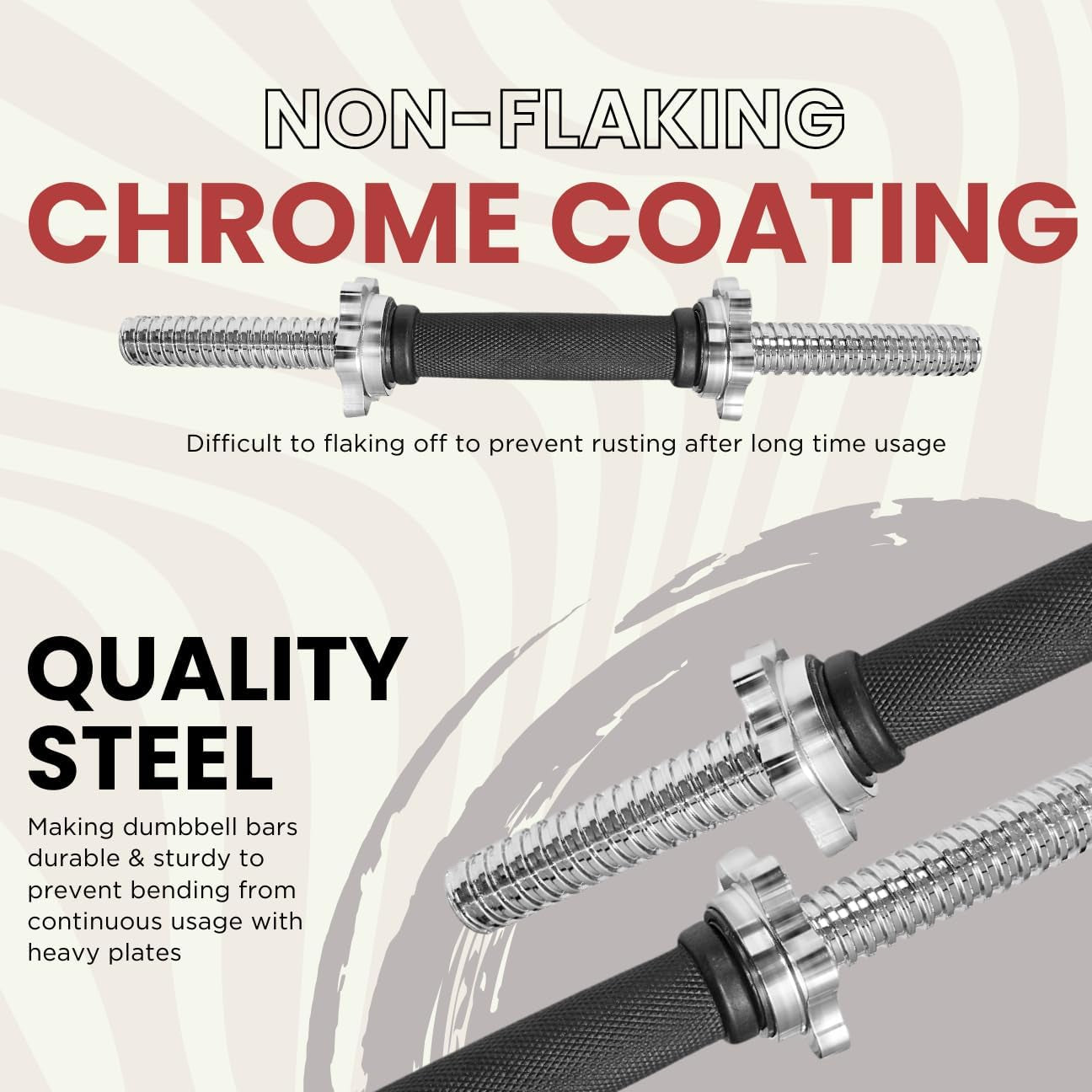 Standard Dumbbell Handles, 1 Inch Dumbbell Handles, Adjustable Dumbbells Handles 1 Inch Pair Fit Weight Plate 1 Inch - Multiple Options 14 to 24 Inch