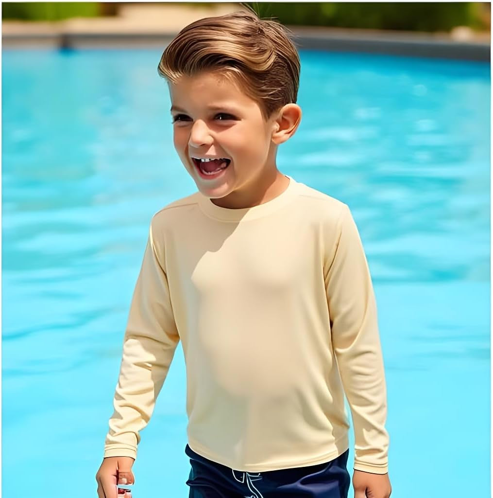 Boys Rash Guard Long Sleeve Swim Shirt - Quick Dry UPF 50+, Kids Fishing Shirt, Dry Fit Shirts for Boys Sizes XS-XL