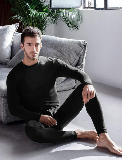 Men'S Thermal Underwear Sets Long Sleeve Compression Shirts, Winter Gear Sports Base-Layer Top Bottom Sets