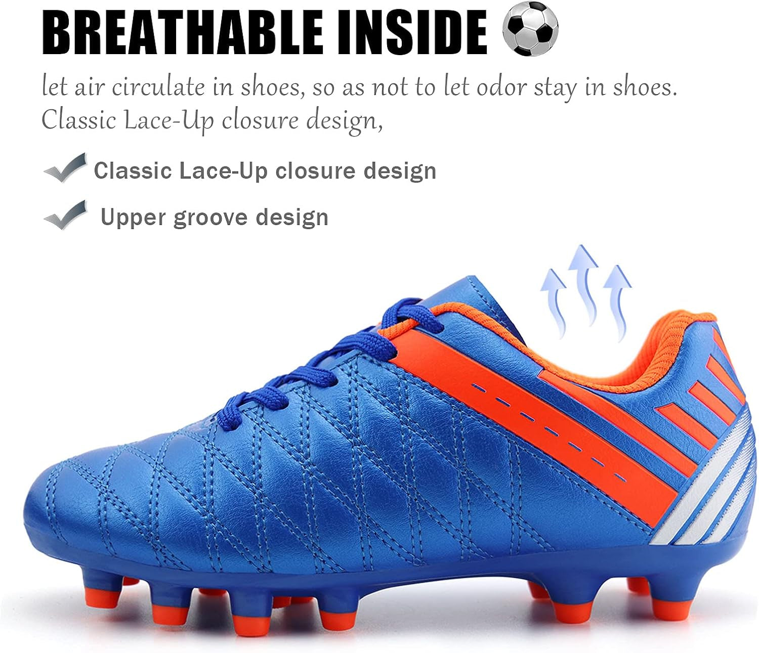 Kids Athletic Soccer Cleats Boys Girls Outdoor Firm Ground Football Shoes