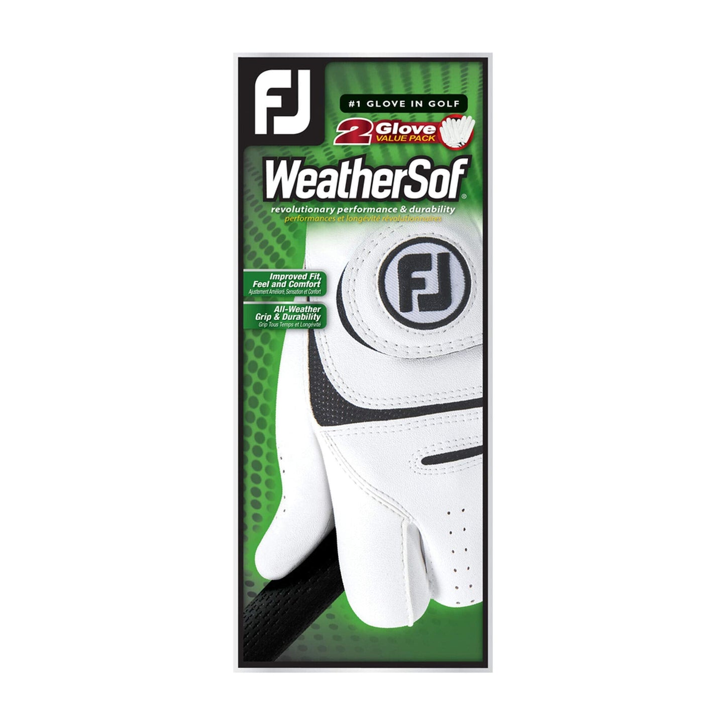 FootJoy Men's WeatherSof 2-Pack Golf Glove White Cadet Large, Worn on