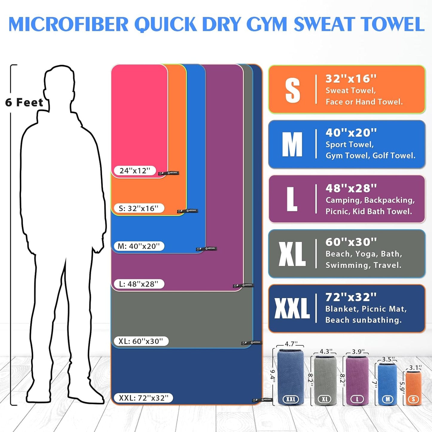 2 Pack Microfiber Camping Towels, Quick Dry Towel, Super Absorbent Ultra Compact Travel Towel Soft Lightweight Sports Towel for Sweat Fast Drying Towels for Pool,Gym,Hiking,Backpacking,Fitness