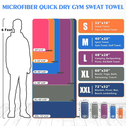 2 Pack Microfiber Camping Towels, Quick Dry Towel, Super Absorbent Ultra Compact Travel Towel Soft Lightweight Sports Towel for Sweat Fast Drying Towels for Pool,Gym,Hiking,Backpacking,Fitness