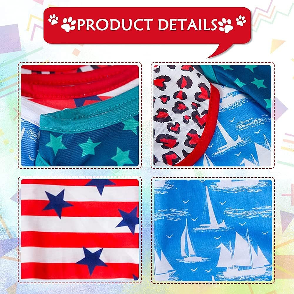4 Pieces Dog Clothes for Dogs Girl Summer Pet T-Shirts Printed Apparels Puppy Outfits Cute Pattern for Small to Large Cat Dog (Star, Medium)
