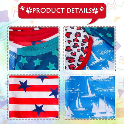 4 Pieces Dog Clothes for Dogs Girl Summer Pet T-Shirts Printed Apparels Puppy Outfits Cute Pattern for Small to Large Cat Dog (Star, Medium)