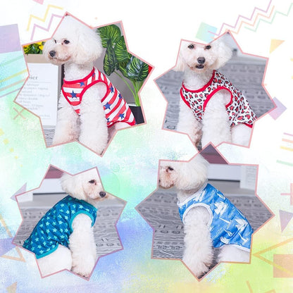 4 Pieces Dog Clothes for Dogs Girl Summer Pet T-Shirts Printed Apparels Puppy Outfits Cute Pattern for Small to Large Cat Dog (Star, Medium)