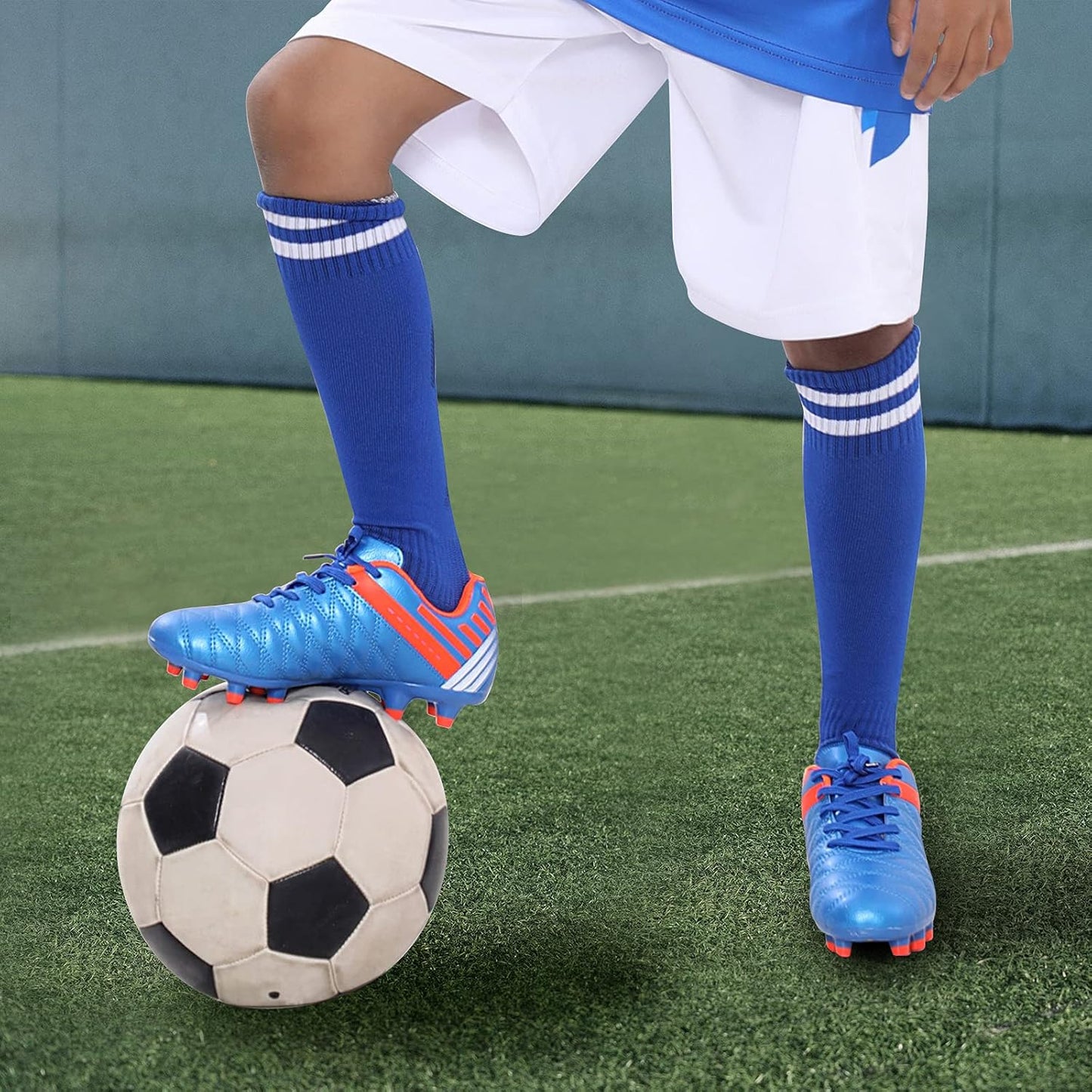 Kids Athletic Soccer Cleats Boys Girls Outdoor Firm Ground Football Shoes