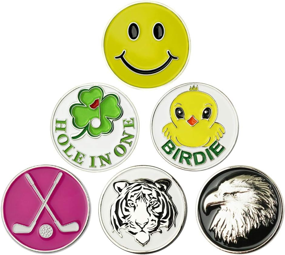 Golf Ball Markers Golf Markers Golf Gifts Clips Pack of 6