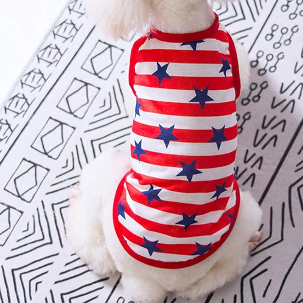 4 Pieces Dog Clothes for Dogs Girl Summer Pet T-Shirts Printed Apparels Puppy Outfits Cute Pattern for Small to Large Cat Dog (Star, Medium)