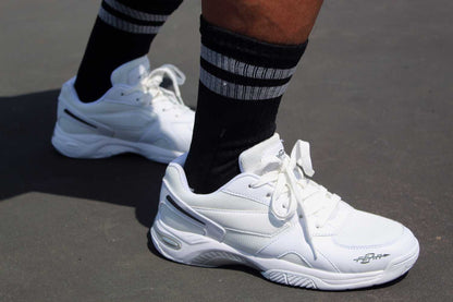 Men's High Arch Firm Support All-In-One White Walking Shoes, Comfort &amp;