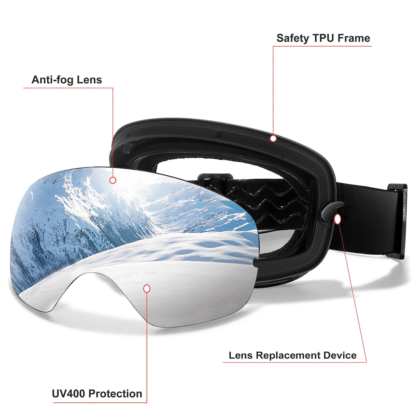 Men Women Outdoor Sports Ski goggles Anti-fog Snowboarding Snowmobile