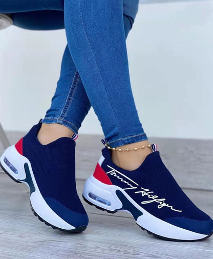 Casual Breathable Wedges Ladies Walking Sneakers Flat Women Shoes 