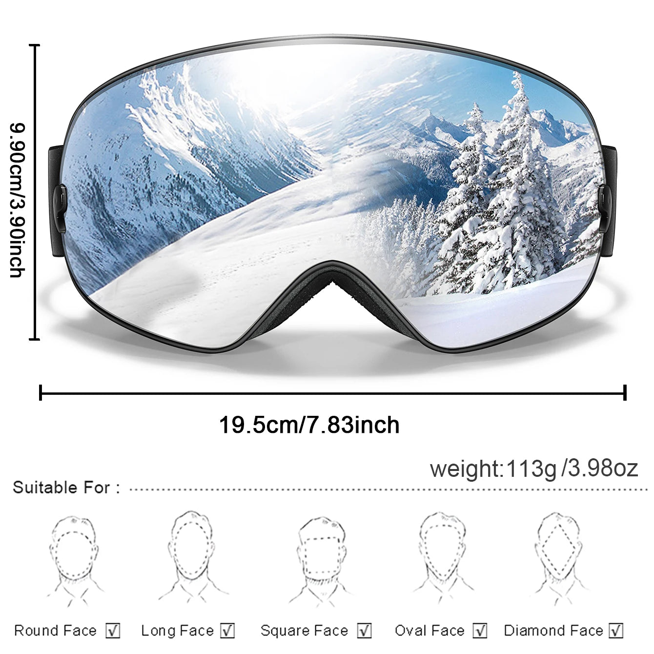 Men Women Outdoor Sports Ski goggles Anti-fog Snowboarding Snowmobile