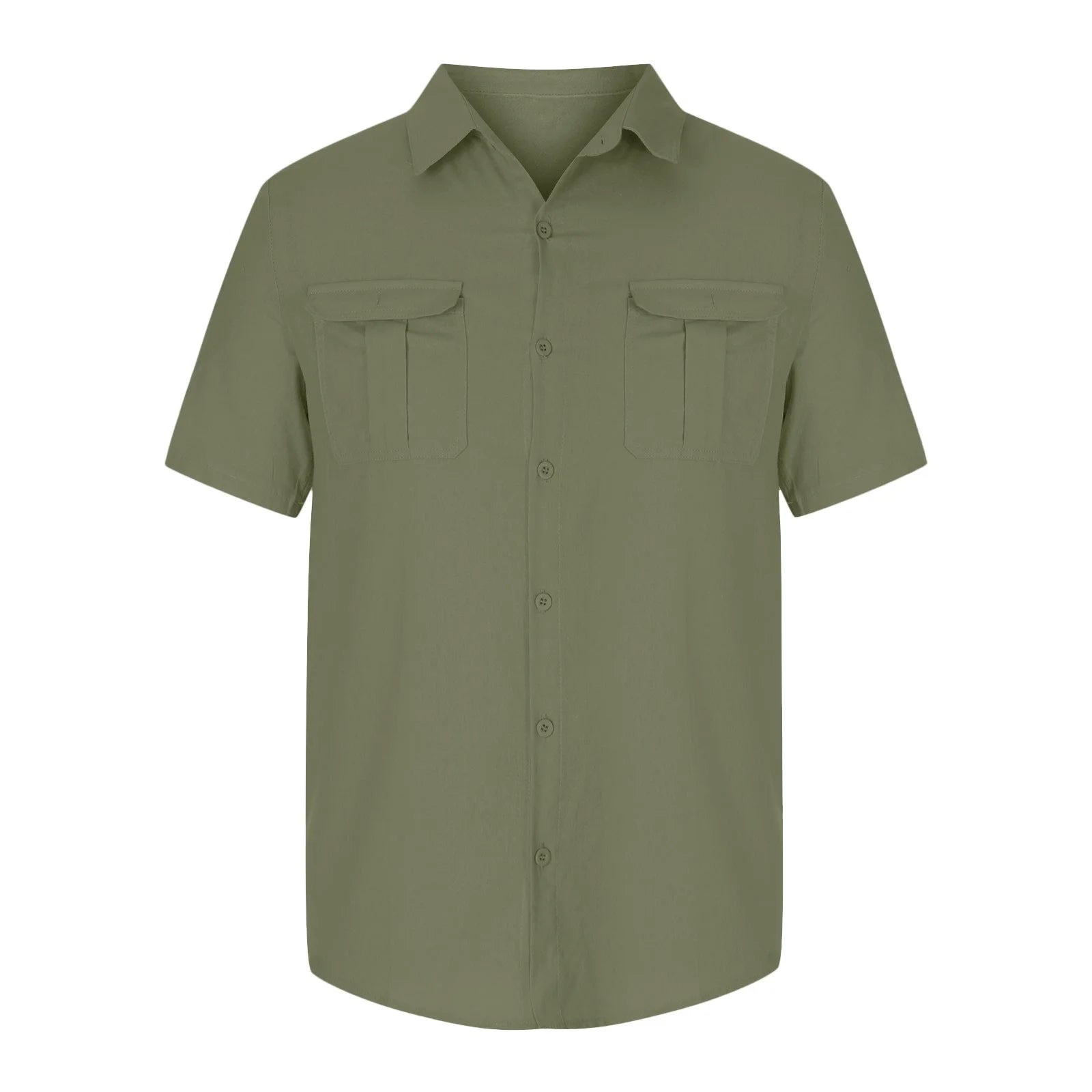 Shirts for Men Men'S Trendy Vacation Plain Color Cotton Linen Double Pocket Casual Shirts Short Sleeves Mens Graphic Tees Shirts for Men Fashion on Sales