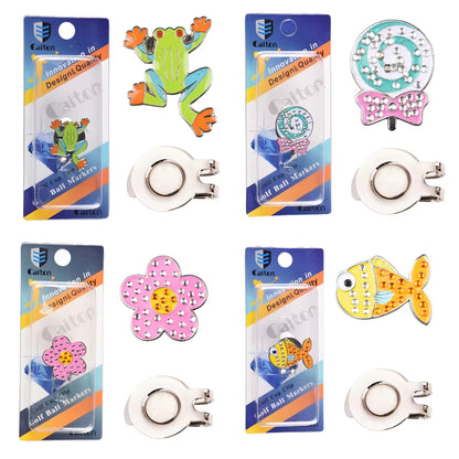 1Pcs Golf Ball Mark+Golf Hat Clip Magnetic Alloy Marker Golf Accessories Golf Cap Clips Golf Training Aids