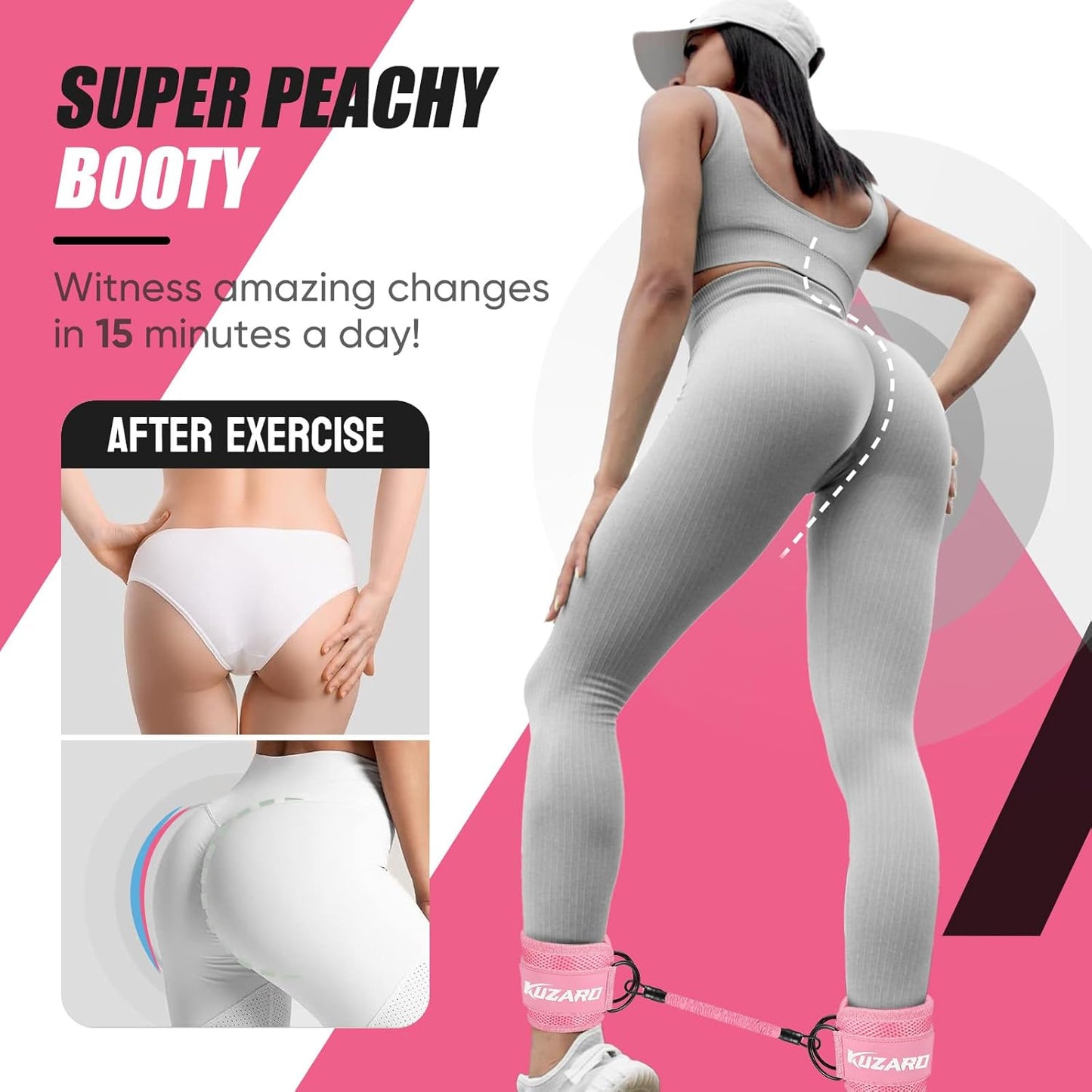 Resistance Bands with Ankle Straps, Ankle Weights Bands for Working Out, Exercise Band for Women Leg and Glute, Booty Workout Equipment for Kickbacks,Butt and Hip Training, Home Gym Fitness Equipment