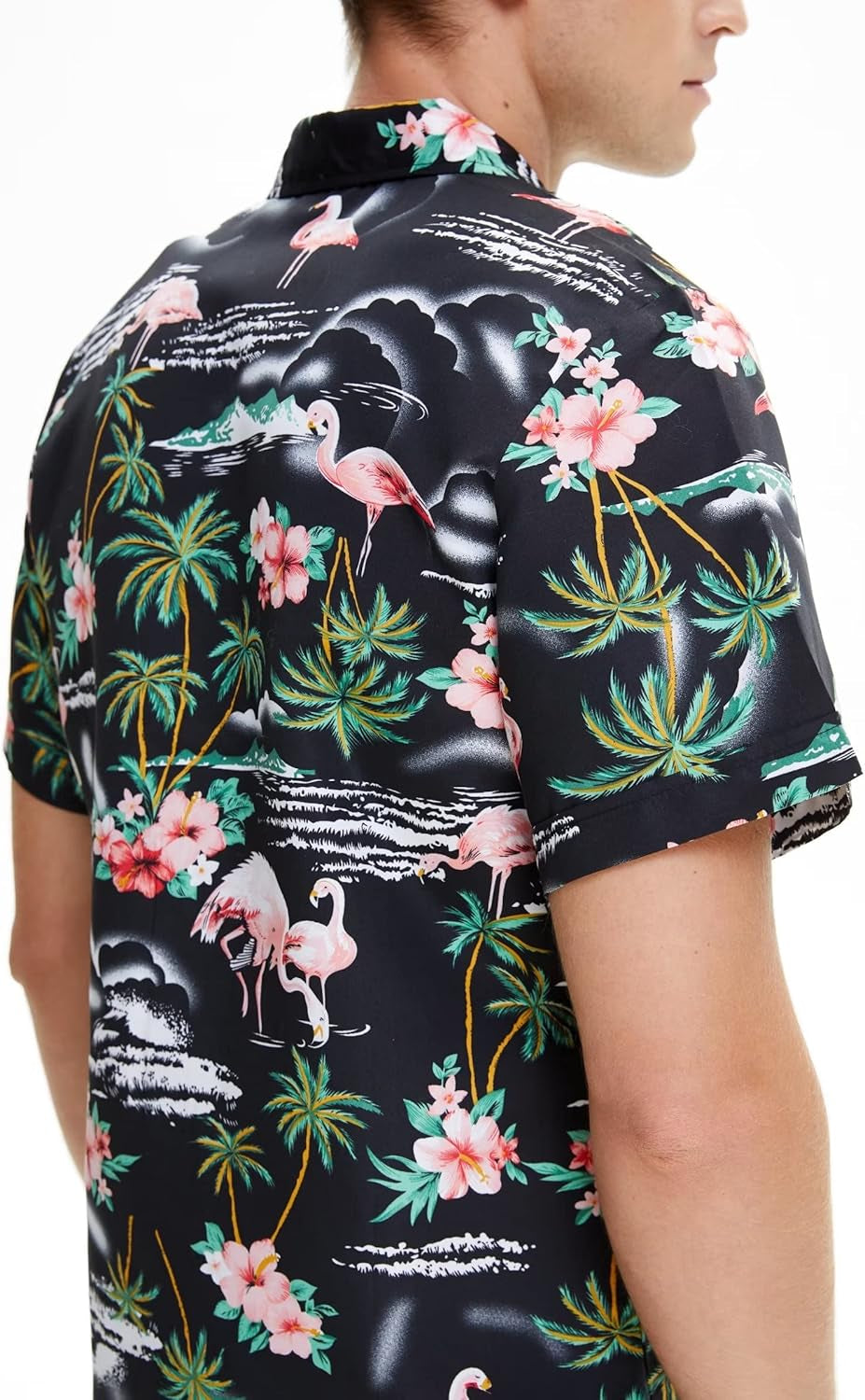Pack Hawaiian Shirt for Men Flamingo Short Sleeve Casual Button down Shirts Summer Beach Shirt
