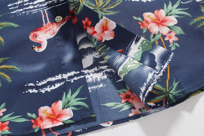 Pack Hawaiian Shirt for Men Flamingo Short Sleeve Casual Button down Shirts Summer Beach Shirt