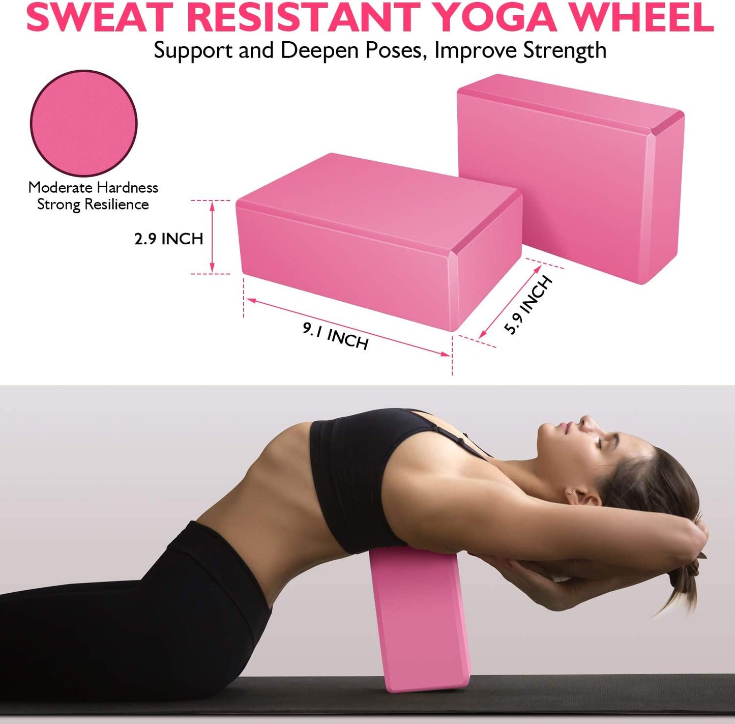 RENRANRING Exercise Ball for Yoga - 11-In-1 Yoga Ball Set with Resistance Bands, Yoga Block, Pump, Workout Balls for Exercise, Stability, Office Ball Chair, Home & Gyms (Pink)